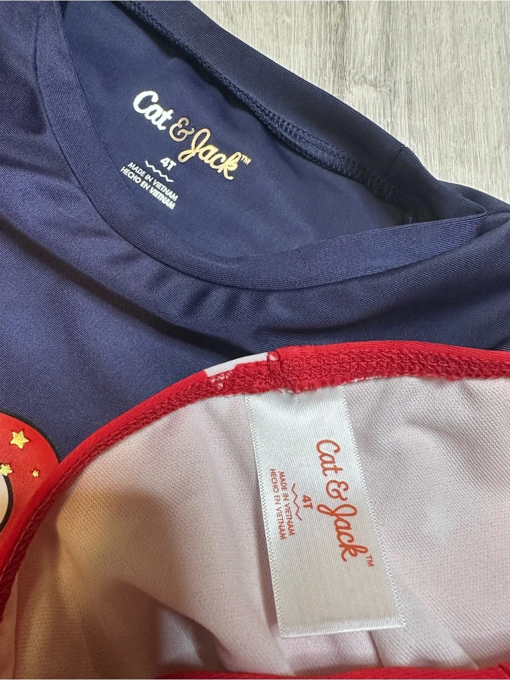Kids - 3 for $10 - Cat & Jack Navy Unicorn Sun Guard Top & Red Star Swim Bottoms